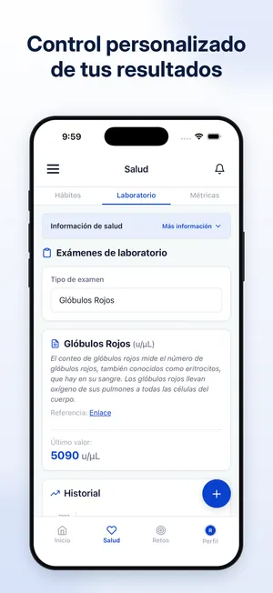 Pantalla de laboratorio dentro del módulo de Salud